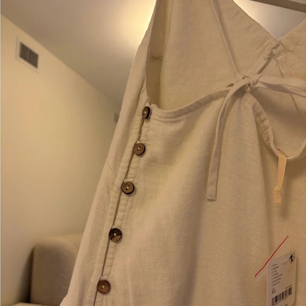 Free People Cream Emmers Linen Midi Backless Dress - Picture 5 of 6
